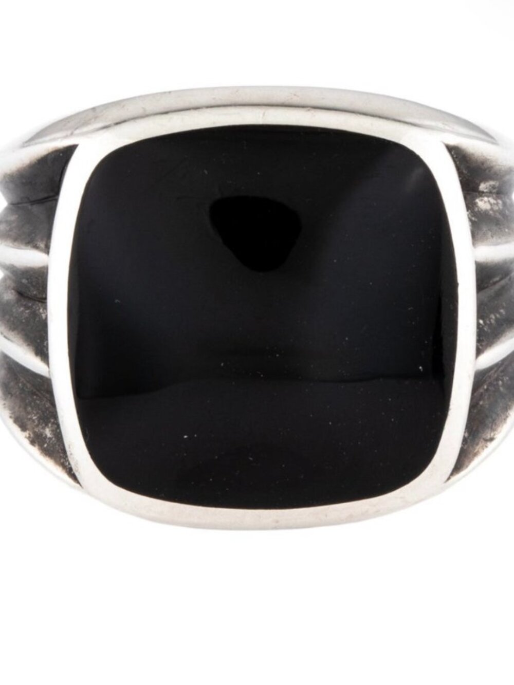 DAVID YURMAN STERLING SILVER 925 ONYX ROYAL CORD KNIFE EDGE SIGNET RING